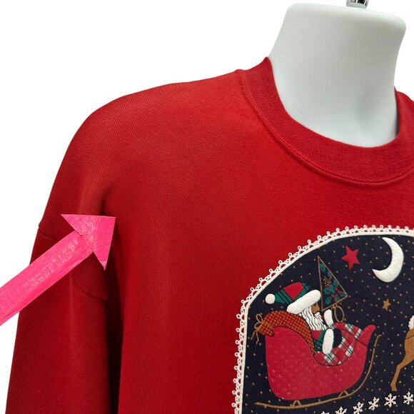 Vintage P.S. Originals Adult Large Sweatshirt Christmas Puffy Print Santa - Picture 4 of 5